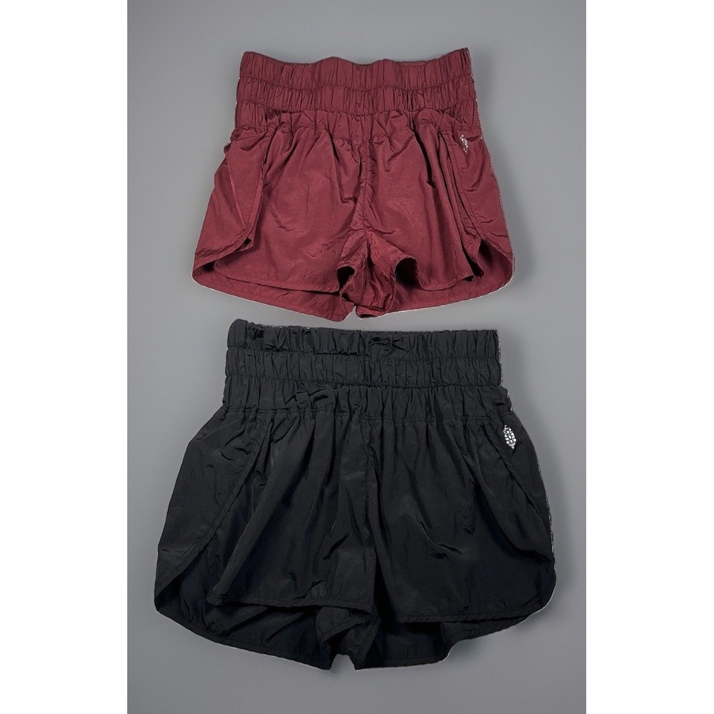 Lot of 2 FP Movement Free People The Way Home Shorts Women's Size M Black Maroon